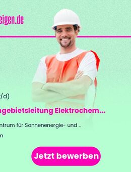 Fachgebietsleitung Elektrochemische Grundlagen (m/w/d) Vollzeit / Teilzeit - Ulm