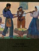 Kunstdruck : Die Wage , Gemälde von Otto Boyer 1874 - 1912 , Blatt auf Unterlage montiert , Unterlage 25cm x 16cm , M400 in 02828