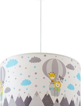 Paco Home Pendelleuchte Cosmo 343, ohne Leuchtmittel, Lampe Kinderzimmer Deckenlampe Heißluftballon Wolken Tiere Zoo E27