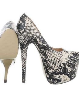 Gr. 36 - 39, sexy Plateau High Heels, "snake" schwarz - creme/beige - Sergio Todzi - Bruchköbel