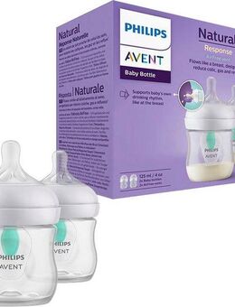 Philips AVENT Babyflasche Natural Response SCY670/02, 2 Stück, mit dem AirFree Ventil, 125 ml, ab 0 Monaten