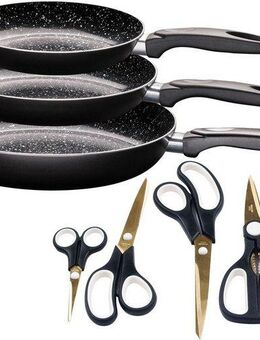 KING Pfannen-Set Küchenstart, Aluminium (Set, 8-tlg., 5 Scheren, 3 Pfannen), Induktion, Keramikbeschichtung