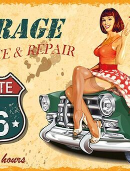 Schönes Blechschild Route 66 Garage Pin Up Girl USA - Berlin