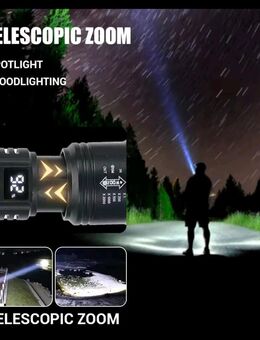 Leistungsstarke Taschenlampe 2000 lumen. Zoom - Gemmingen