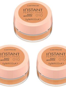 Catrice Foundation Instant Perfecting Soft Mousse, 3-tlg., Leichte Textur, passt sich perfekt dem Hautton an und minimiert Poren.
