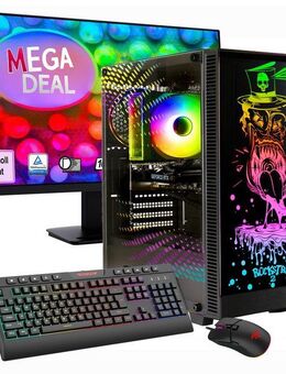 GAMEMAX MegaDeal Rockstar SET2636 Gaming-PC-Komplettsystem (27", AMD Ryzen 5 7500F, RTX 5060, 32 GB RAM, 1000 GB SSD, Windows 11, DDR5 RAM + MSI PRO MP273A Monitor, 69cm (27)