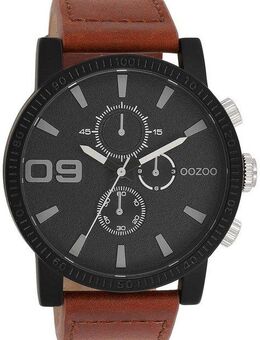 OOZOO Quarzuhr C11211, Armbanduhr, Herrenuhr, Lederarmband, Chrono-Look