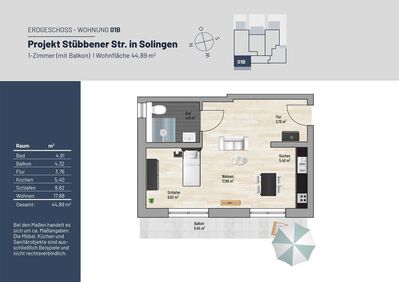 45 m² 1-Z. // Exklusive Balkon Wohnung