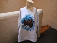 #Sweatshirt m. Pferdeprint, Gr. 50, #grau-meliert, #angeraut - Pfaffenhofen (Ilm)