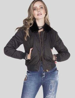 Cipo & Baxx Bomberjacke Jacke mit modischen Kunstfellkragen