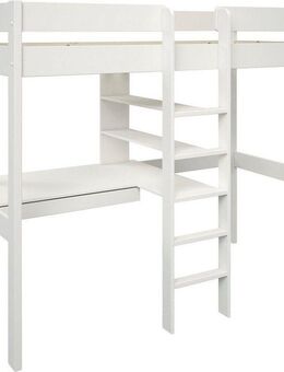 Lüttenhütt Hochbett Stockbett, Kinderbett, "ROBIN " FSC® zertifiziertes Massivholz mit Schreibtisch und Regalen
