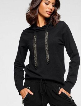 Laura Scott Strickpullover mit Kapuze und glitzernden Bändern