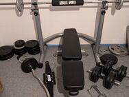 Fitness komplett Set Flachbank, Gewichte usw. Rack , Dip Station - Rastatt