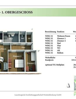 3 Zimmer 1. OG Neubau-Eigentumswohnung 2.32 - Lauenburg (Elbe)