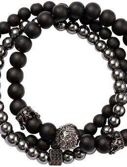 Firetti Armband Set Schmuck Geschenk Armschmuck Armkette Edelstein Perlen, Onesize (Set, 3-tlg), Made in Germany - mit Glasstein, Hämatit