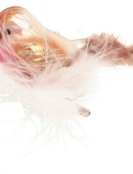 Krebs Glas Lauscha Weihnachtsbaumklammer Vogel mit Federnest (1-tlg), Weihnachtsbaumklammern, Glas, mundgeblasen, handgefertigt, Glasvogel