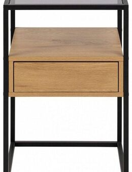 ACTONA GROUP Nachttisch Nachtschrank, Nachtkommode, gehärtetem Rauchglas, Stahl Beinen, Schublade, B: 40 cm