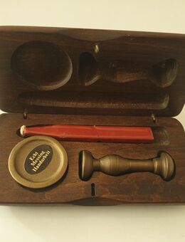 Alter Siegel Petschaft mit Monogramm WD in alter Holzschachtel - Büdelsdorf