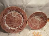 Untertasse & Kuchenteller aus Englischer Keramik / J. & G. Meakin England / rot - Zeuthen