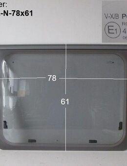 Original Wohnwagenfenster ca 78 x 61 Polyplastic Roxite PMMA 43R-001745 V-X/B (ca BJ 1990-2000) - neue Lagerware mit Klebestreifen-Resten - Schotten Zentrum
