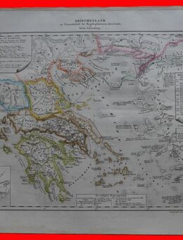 Landkarte von 1839 , Griechenland ein Übersichtsblatt der Hauptbegebenheiten dieses Landes., Blatt 41cm x 32cm , M - C - Görlitz