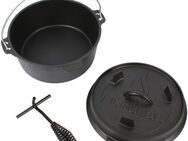 El Fuego Kasserolle El Fuego® Dutch Oven, Eisenguss (Set, 4-tlg), aus Gusseisen, mit spezieller Oberflächenveredelung, 11,4 l