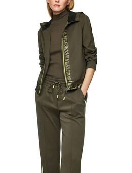 Marc Cain Sweatjacke Leo Hike Premium Damenmode mit Kontraststreifen, leichter Rüschensaum am Bund, Übergangsjacke