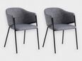 Design Esszimmerstuhl Grau 2er Set – Strukturstoff mit Armlehnen – Metall schwarz – Stuhl CARO 393642 // TOP B Ware in 96050