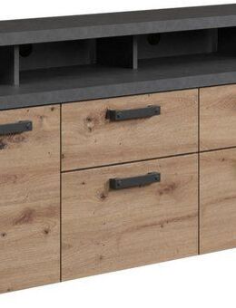 Home affaire TV-Schrank Ambres (1-St) Lowboard inklusive Aufsatz in Eiche/Grau - Mit Vollauszug-Funktion
