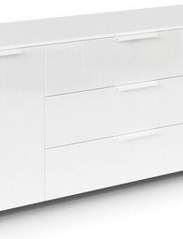 rauch Schubkastenkommode Kommode Türkommode Sideboard Kombikommode FLIPP mit Glasfront (Breite 160 cm mit 2 Einlegeböden), 2-türig mit 3 Schubladen und Soft-Close-Funktion sowie Glasfront