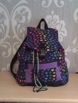Rucksack bunte Pfötchen mit lila - Unna