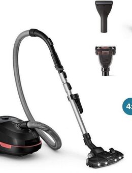 Philips Bodenstaubsauger XD6142/12 6000 Serie, der Tierfreund mit spezieller Mini-Pet-Düse, 900 W, mit Beutel, HEPA-Allergiefilter, TriActive+ LED-Düse, 4 l, Tiefschwarz glänzend