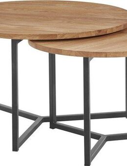 andas Couchtisch Likta (Gesamtmaße 1 D/H: 73/41 & 2 D/H: 56/39 cm), aus Eichenholz, FSC® zertifiziert, 2er-Set, stabiles Metallgestell