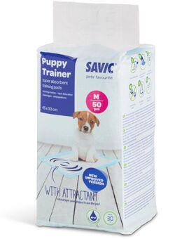 Savic Katzen- und Hundetoilette Junior - 56 cm - Savic Puppy Trainer Pads Medium, 50 Stück