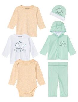 KIDSWORLD Starterpaket, 6 teiliges Baby-Set - NEUE KOLLEKTION (Set, 6-tlg., 6), garngefärbter Ringel, aus Bio-Baumwolle