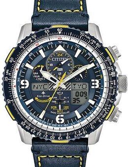 Citizen Funkchronograph Promaster Skyhawk "Blue Angels" JY8078-01L, Armbanduhr, Herrenuhr, Solar, Stoppfunktion, Lederarmband