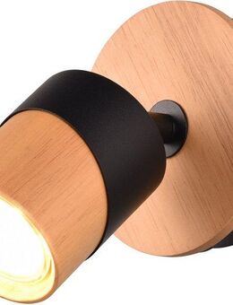 TRIO Leuchten Deckenstrahler ARUNI, Spot 1-flammig Wandspot Deckenspot exkl 1x GU10 max 10W, Ein-/Ausschalter, Leuchtmittel wechselbar, warmweiß - kaltweiß, Wandstrahler mit ON/OFF-Schalter Materialmix Holz / Metall verstellbar