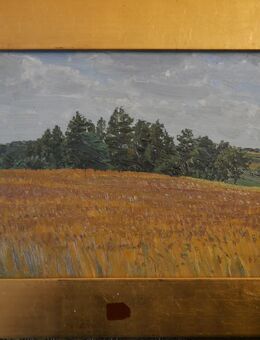 Ölgemälde auf Platte , Feldlandschaft von Max Geistreiter ( 1870 - 1932) ,signiert , Regensburger Maler , Gemälde 34cm x 23cm , Rahmen ist Beigabe , Rahmen 44cm x 33cm , K329 - Görlitz