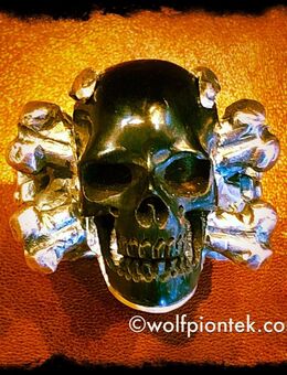 Skull Ring Totenkopf schwarzes Horn & Silber Unikat handgemacht - Köln