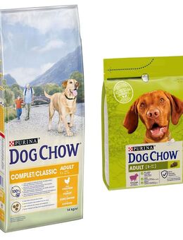 14 kg PURINA Dog Chow + 2,5 Adult Lamm Trockenfutter gratis! - Adult Complet/Classic mit Huhn
