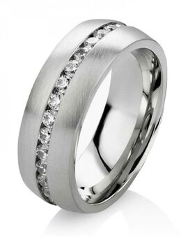Damenring Edelstahl DE133 mit Zirkonias - Aholming