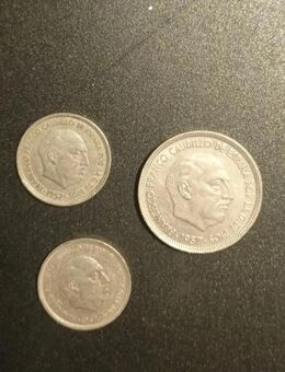 3 Stück Münze Spanien 50 und 5 Pesetas 1957 PTAS Peseten Franco - Essen