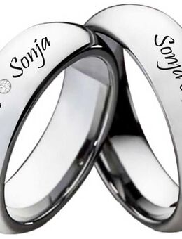 Partnerringe Wolframringe PW128 mit Zirkonia - Aholming