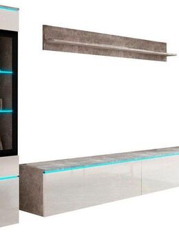 INOSIGN Wohnwand VERA II, Vitrinen Türanschlag wechselbar, (Komplett-Set, 4-St), Mediawand 260 cm, Vitrine mit Verglasung, stehend und hängend