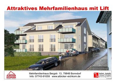 3 Zi. OG mit Balkon ca. 86 m² - Wohnung 4 - Bergstr. 13, 79848 Bonndorf-Neubau mit Lift-klimafreundlich KFN-KFW297+298