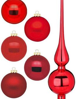 MAGIC by Inge Weihnachtsbaumkugel Ruby Red, Weihnachtsdeko, Christbaumschmuck (46 St), Christbaumkugeln aus Glas, 45 Kugeln Ø ca. 4-6 cm, inkl. Spitze 28 cm