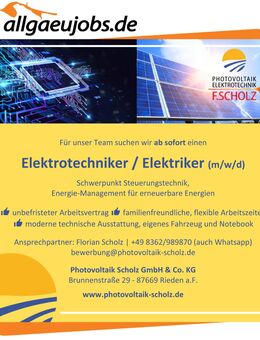 Elektrotechniker / Elektriker (m/w/d) - Rieden (Forggensee)
