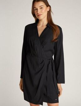 Tommy Hilfiger Wickelkleid FLUID VIS LS WRAP SHORT DRESS im Wickeldesign, mit Metalllabel