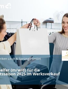 Verkaufshelfer (m/w/d) für die Weihnachtssaison 2025 im Werksverkauf - Aachen