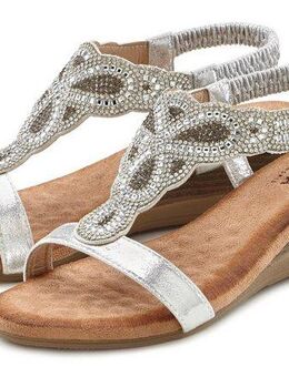 LASCANA Sommerschuh Sandalette Sandale, Sommerschuh mit leichtem Keilabsatz und Glitzer-Steinchen